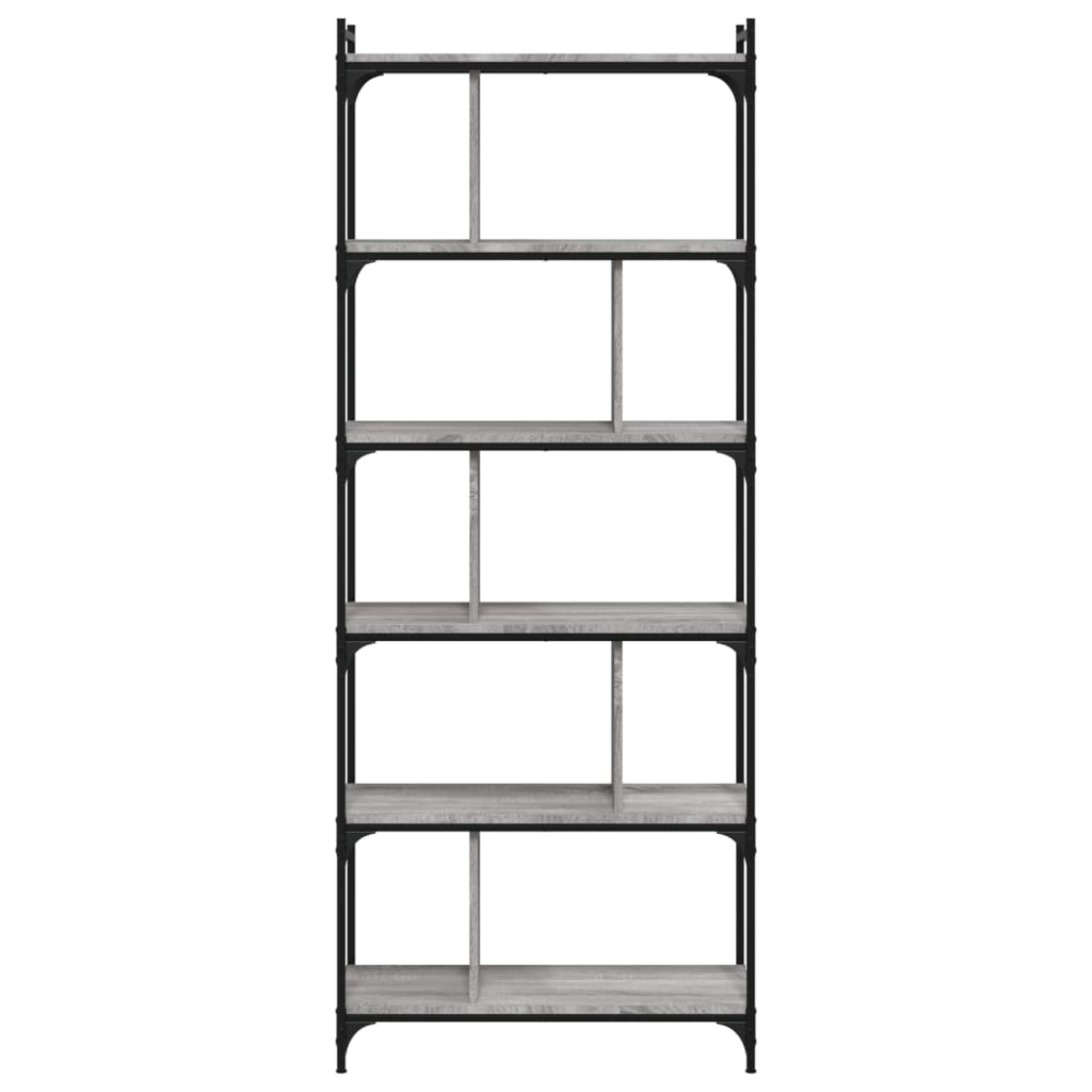 vidaXL Bücherregal 6 Böden Grau Sonoma 76x32x192 cm Holzwerkstoff