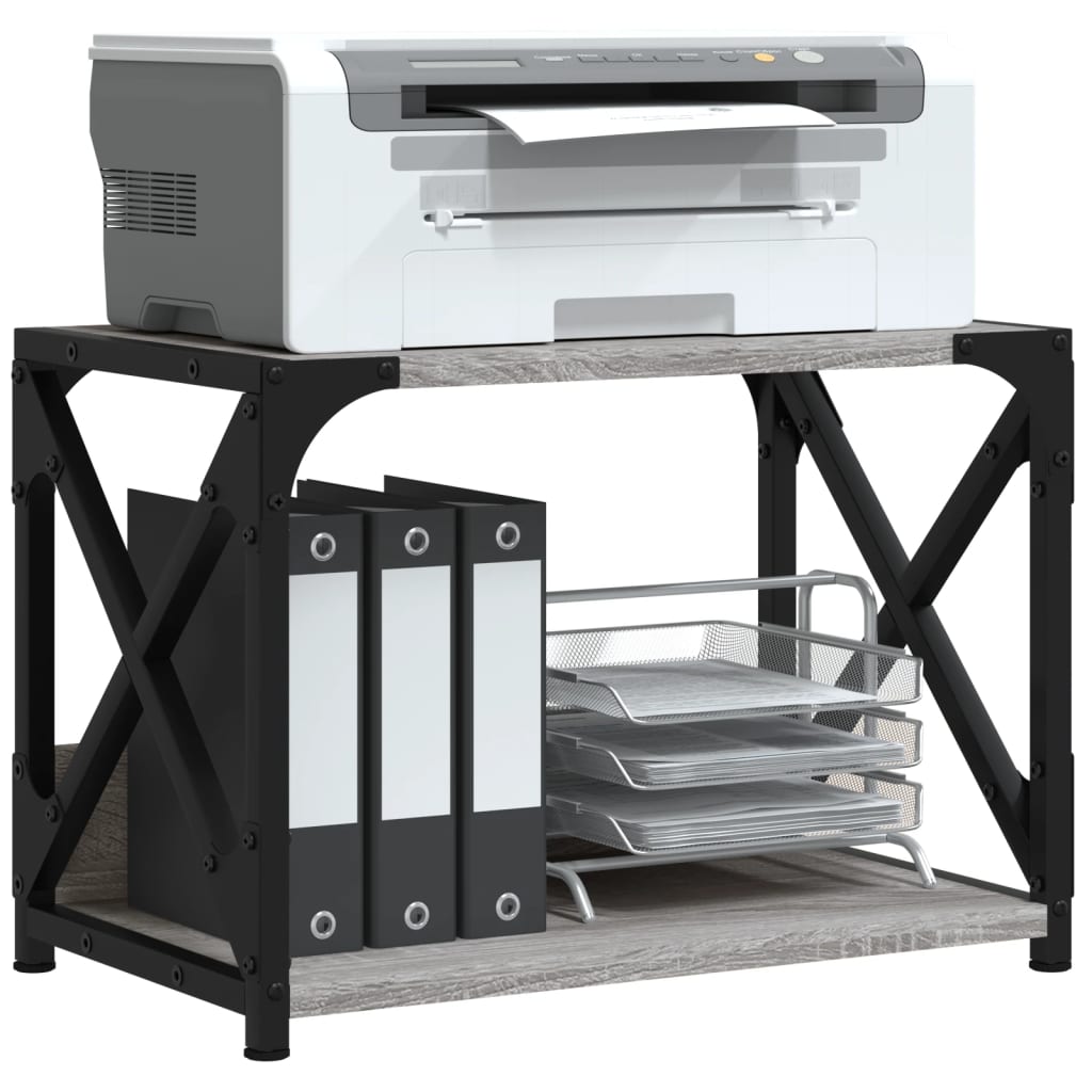 vidaXL Druckerständer 2 Ablagen Grau Sonoma 44x26x31,5cm Holzwerkstoff