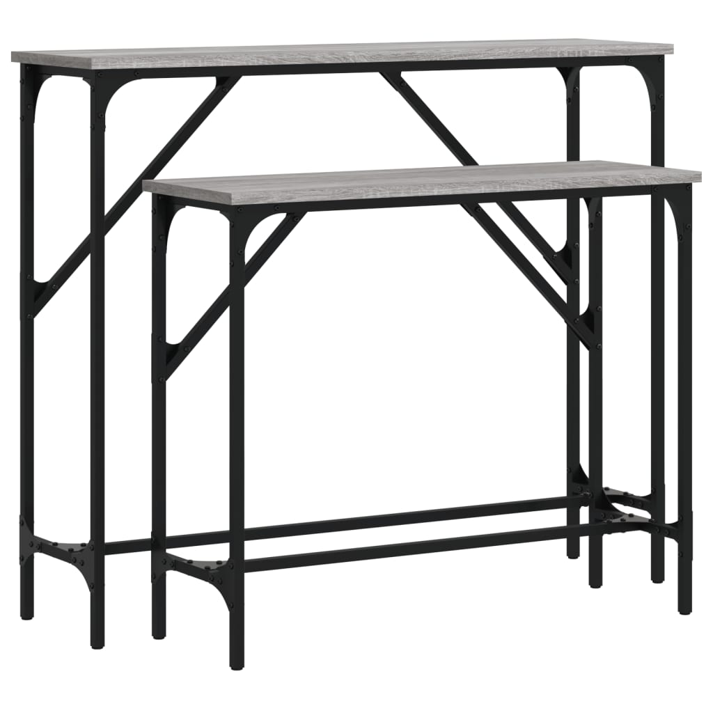 vidaXL Konsolentische 2 Stk. Grau Sonoma Holzwerkstoff