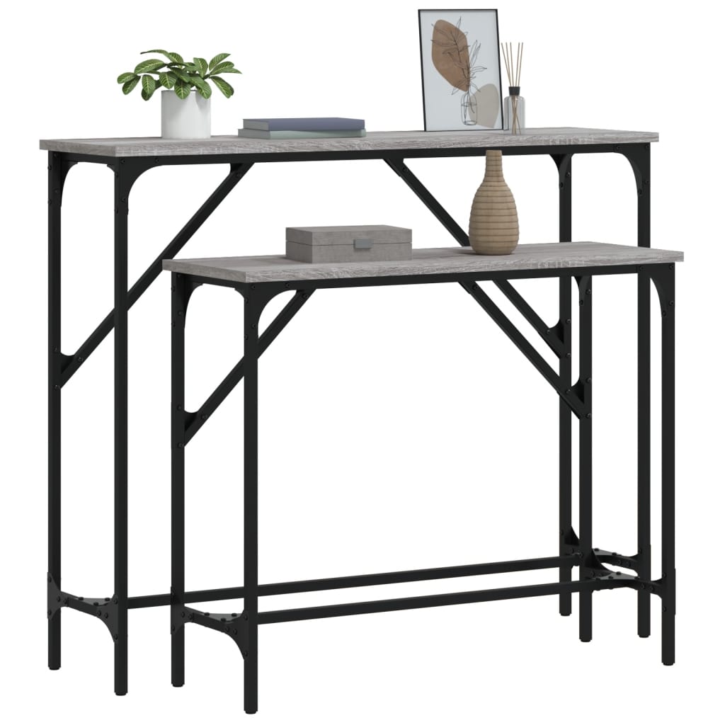 vidaXL Konsolentische 2 Stk. Grau Sonoma Holzwerkstoff