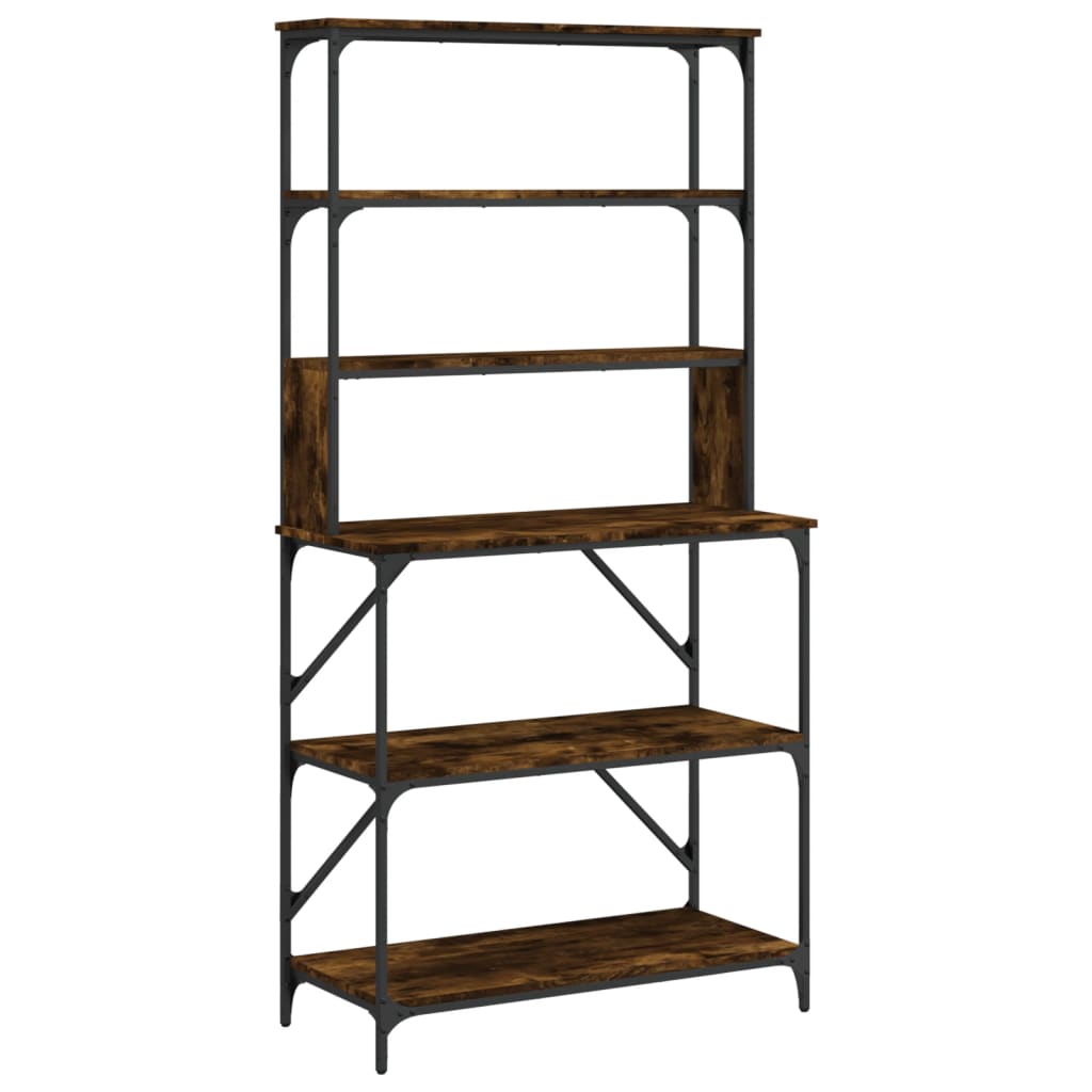 vidaXL Bäckerregal 6 Fächer Räuchereiche 90x40x180 cm Holzwerkstoff