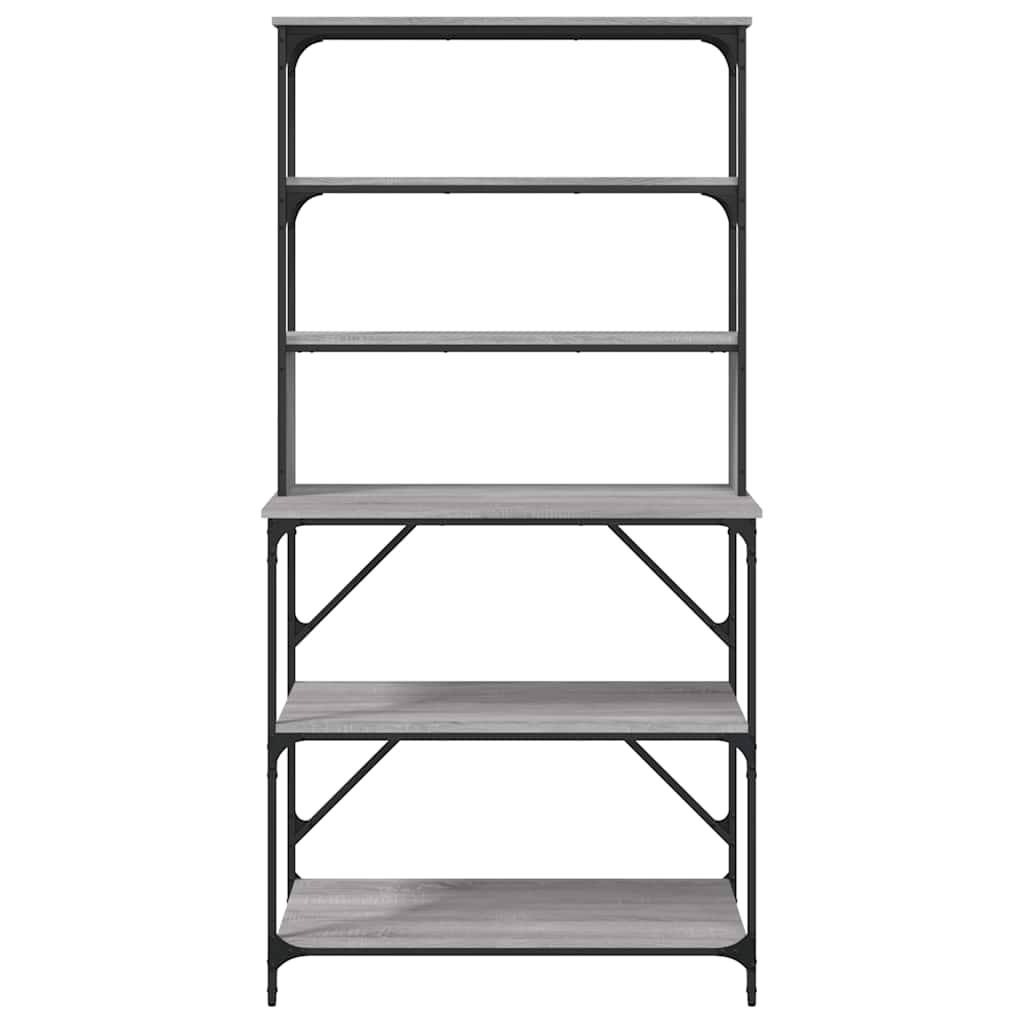 vidaXL Bäckerregal 6 Fächer Grau Sonoma 90x40x180 cm Holzwerkstoff