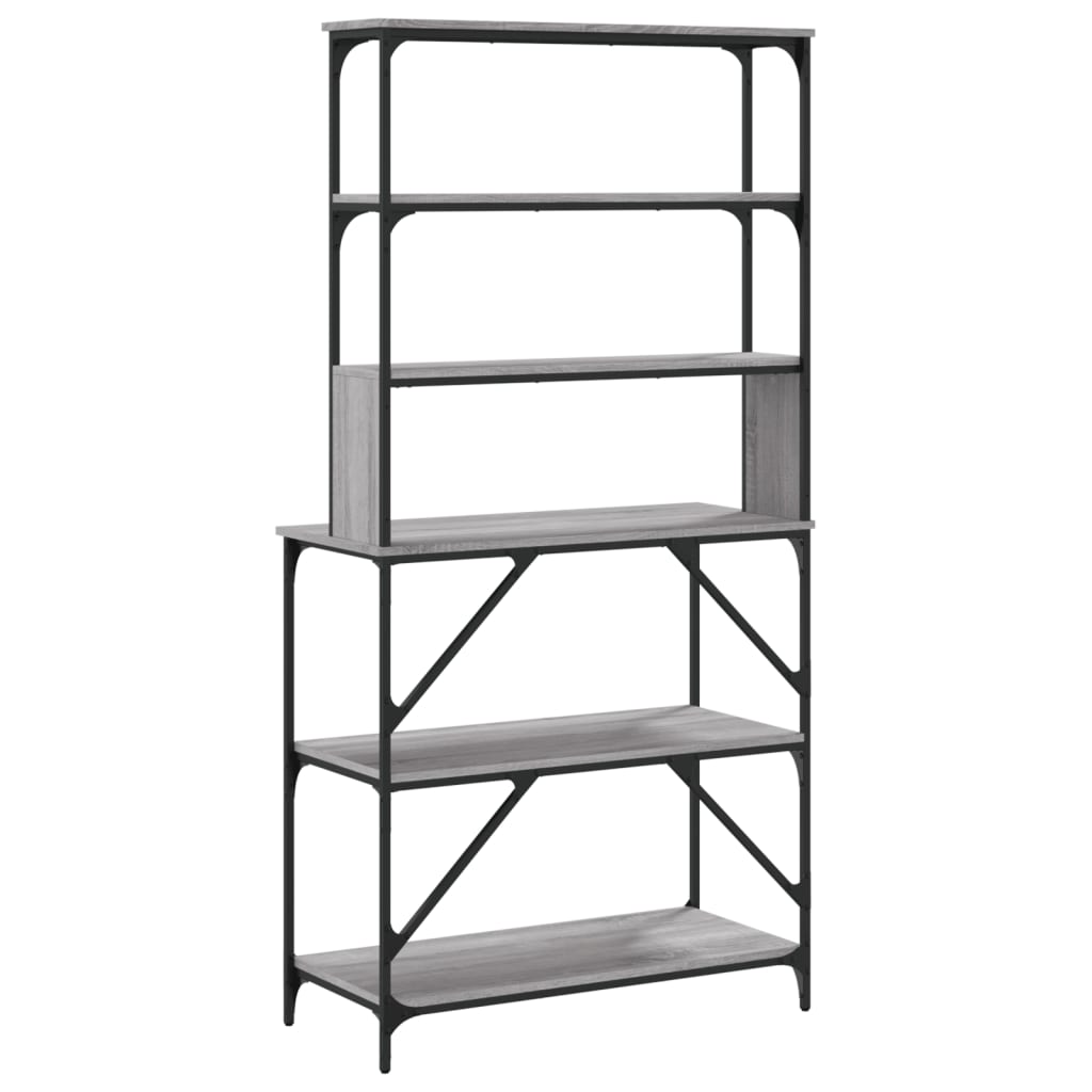 vidaXL Bäckerregal 6 Fächer Grau Sonoma 90x40x180 cm Holzwerkstoff