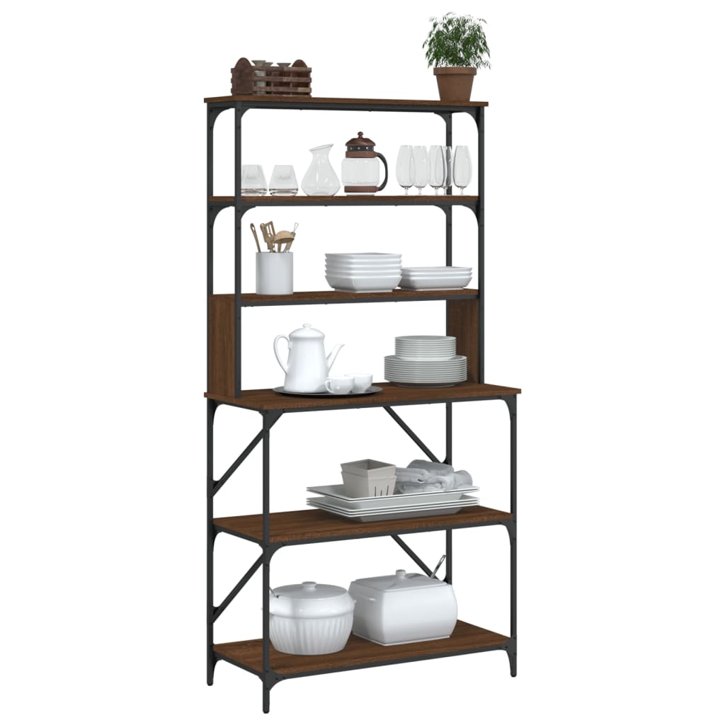 vidaXL Bäckerregal 6 Fächer Braun Eichen-Optik 90x40x180 cm