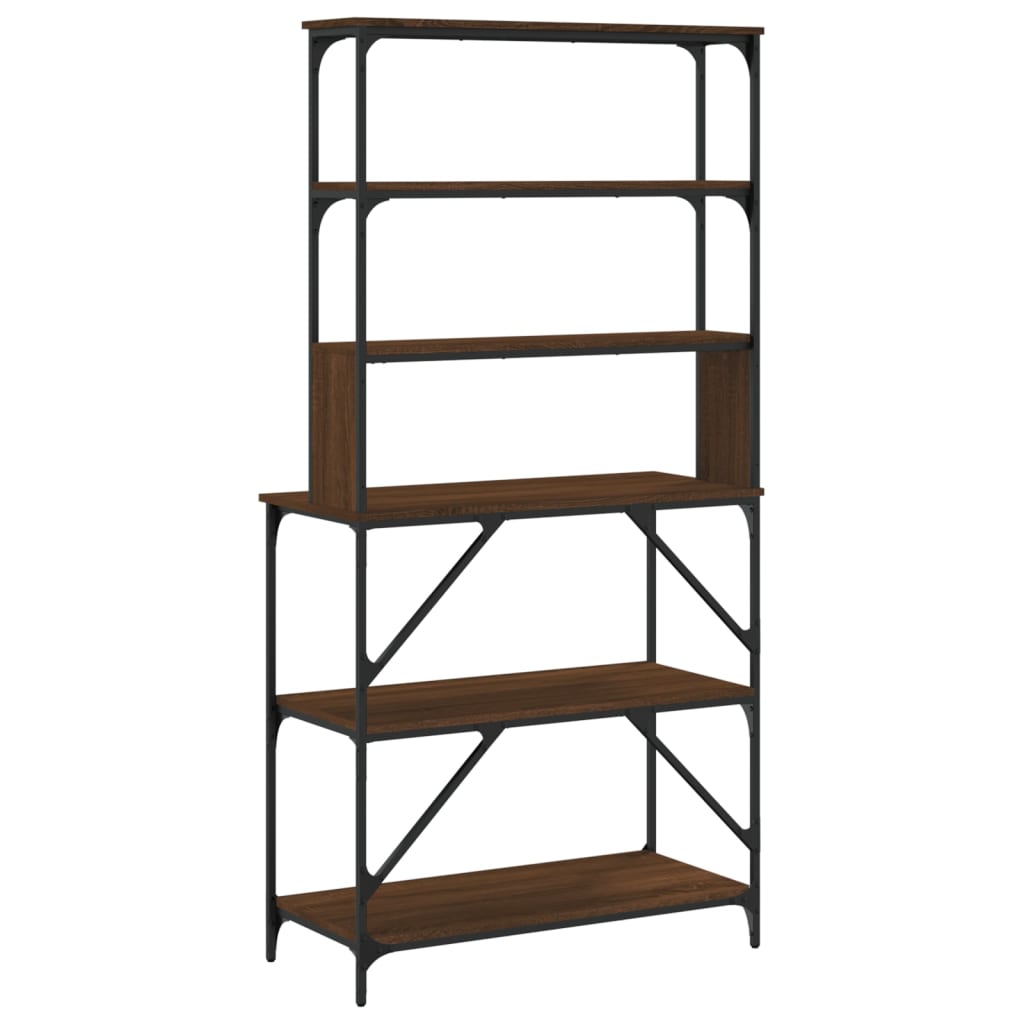 vidaXL Bäckerregal 6 Fächer Braun Eichen-Optik 90x40x180 cm