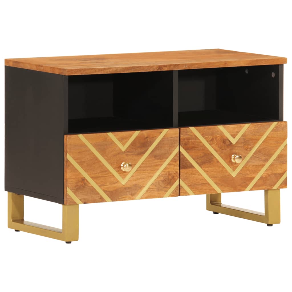 vidaXL TV-Schrank Braun und Schwarz 70x33,5x46 cm Massivholz Mango