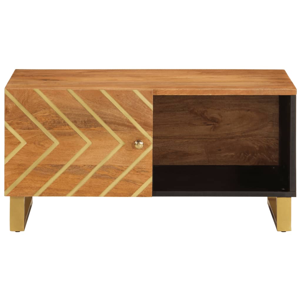 vidaXL Couchtisch Braun und Schwarz 80x50x40 cm Massivholz Mango