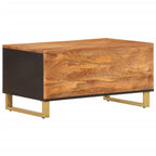 vidaXL Couchtisch Braun und Schwarz 80x50x40 cm Massivholz Mango