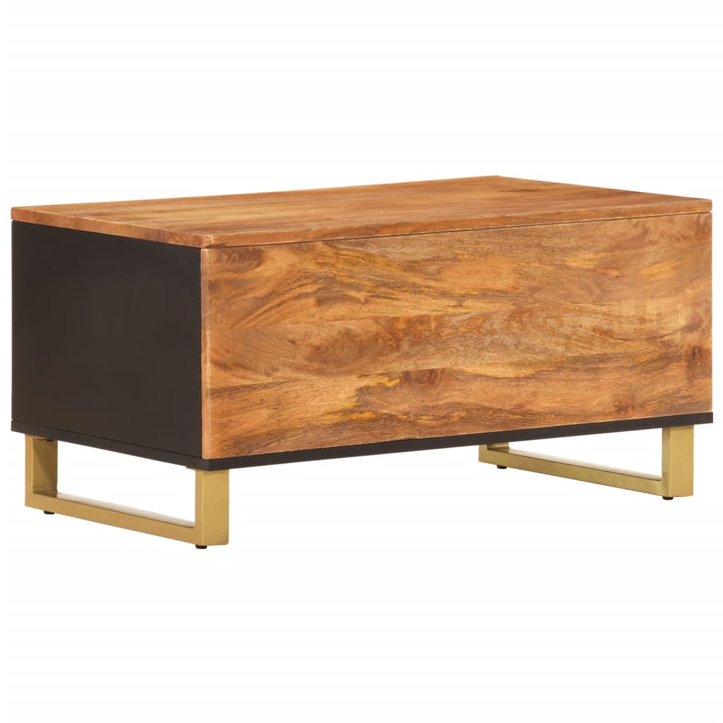 vidaXL Couchtisch Braun und Schwarz 80x50x40 cm Massivholz Mango