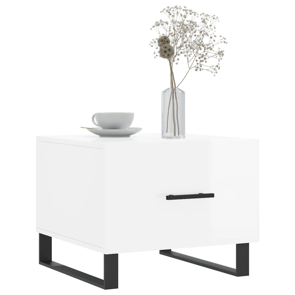 vidaXL Couchtische 2 Stk. Hochglanz-Weiß 50x50x40 cm Holzwerkstoff
