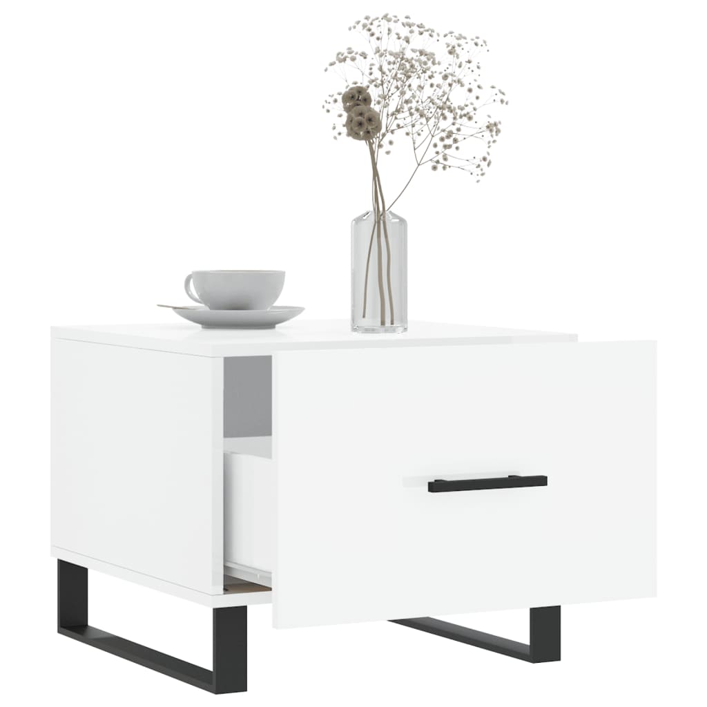 vidaXL Couchtische 2 Stk. Hochglanz-Weiß 50x50x40 cm Holzwerkstoff