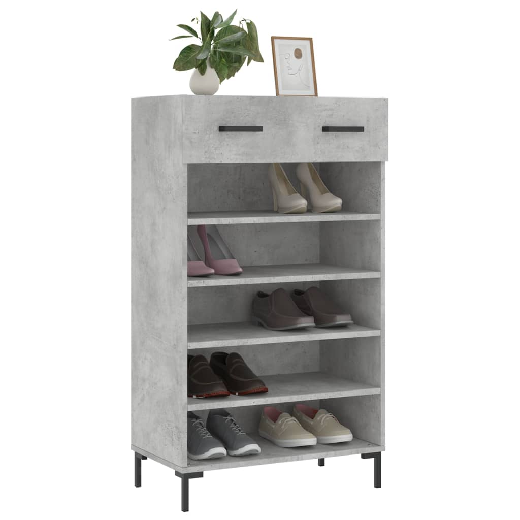 vidaXL Schuhschrank Betongrau 60x35x105 cm Holzwerkstoff