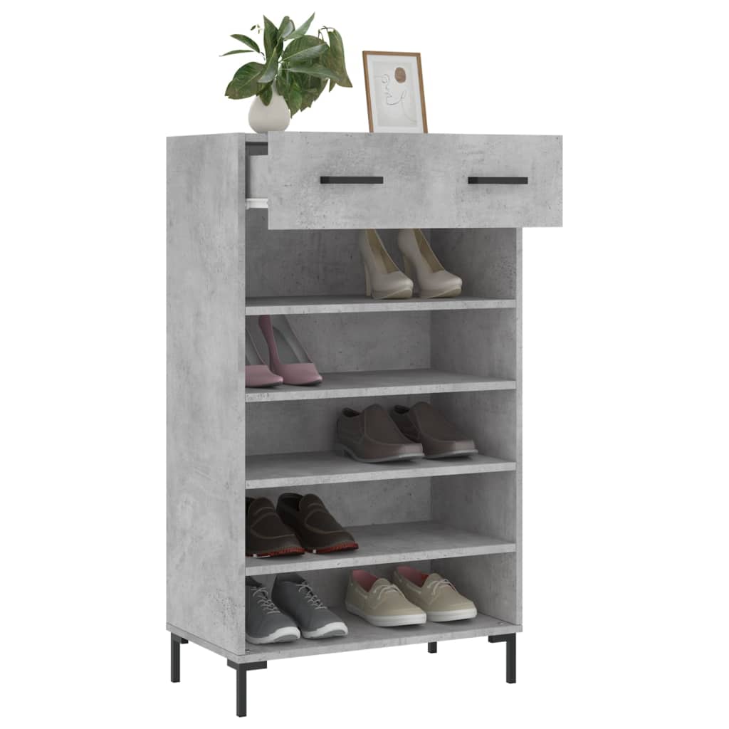 vidaXL Schuhschrank Betongrau 60x35x105 cm Holzwerkstoff