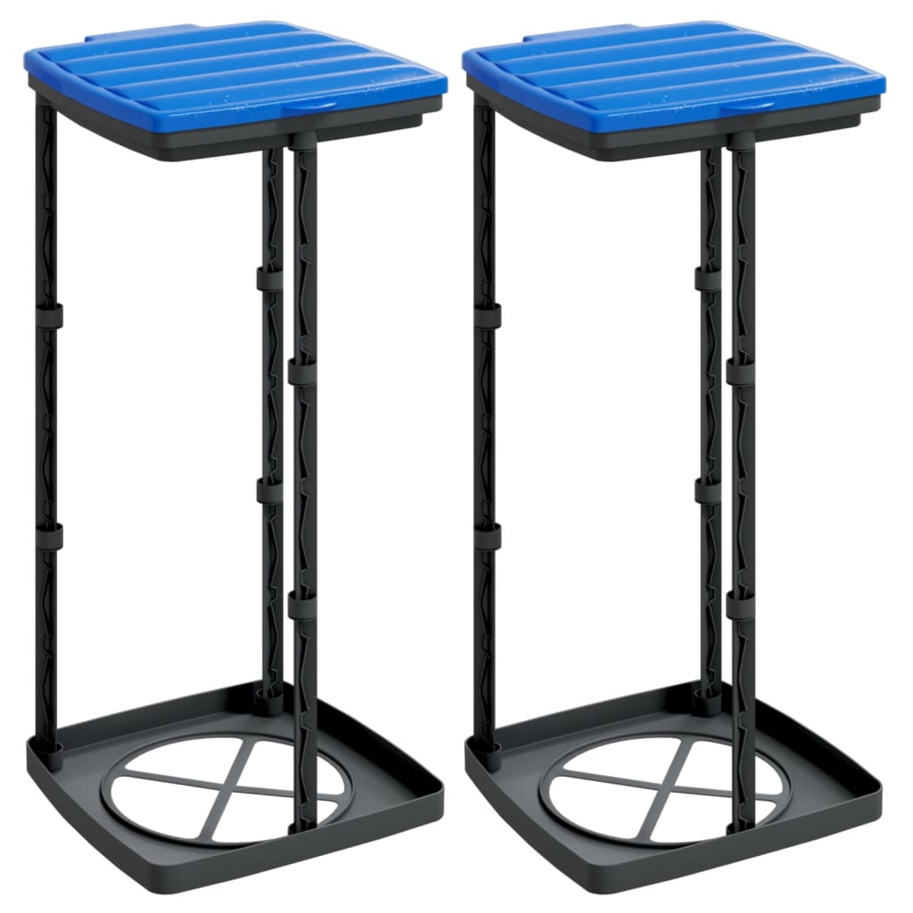 vidaXL Müllsackständer 2 Stk. Schwarz und Blau 60 L PP