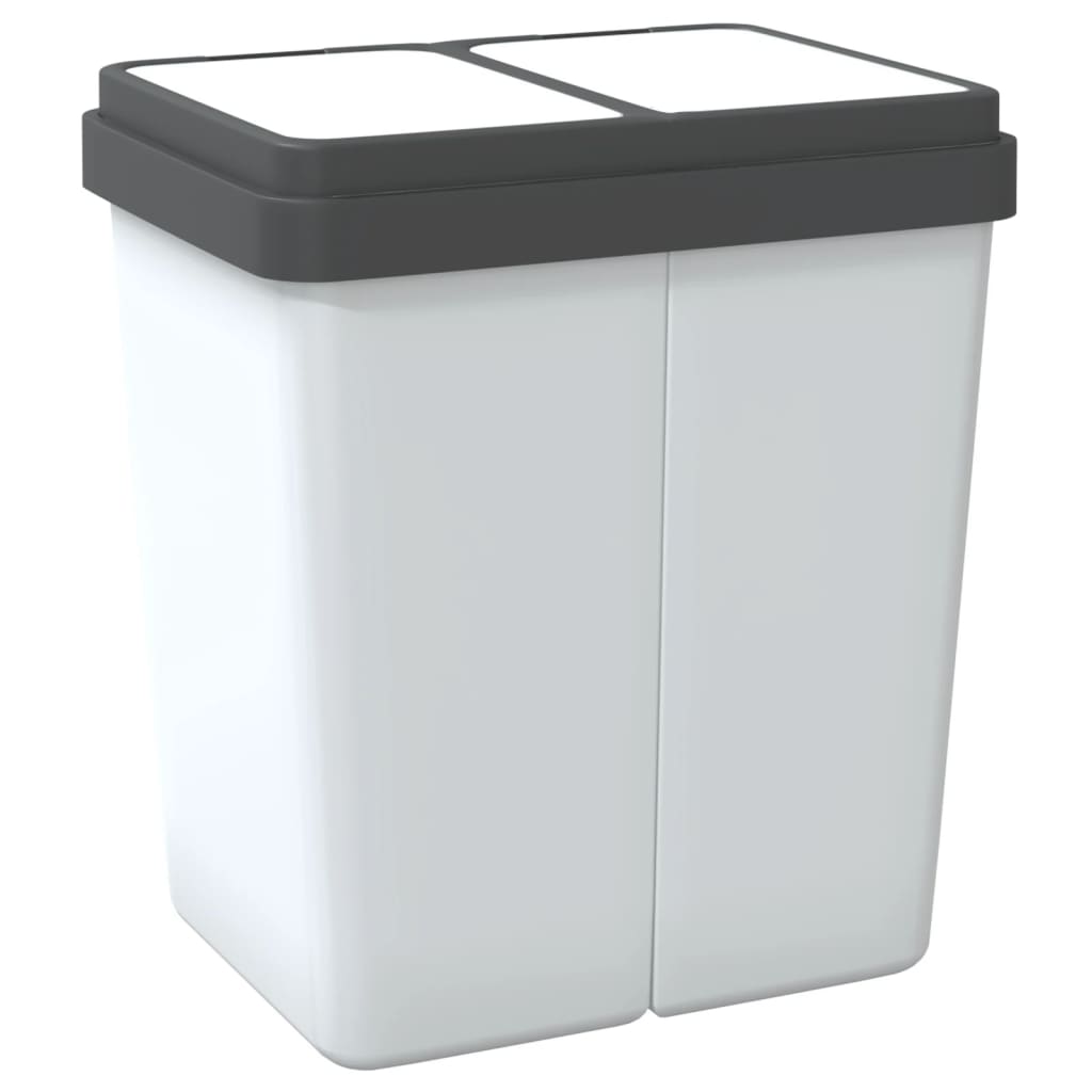 vidaXL Duo Mülleimer Weiß 2x25 L