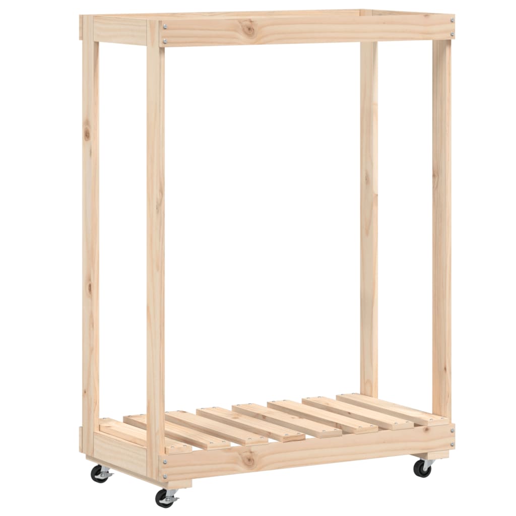 vidaXL Kaminholzregal mit Rollen 76,5x40x108 cm Massivholz Kiefer