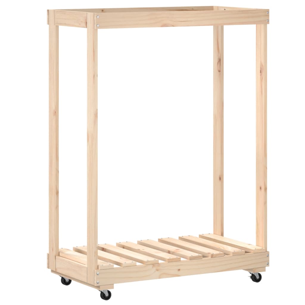 vidaXL Kaminholzregal mit Rollen 76,5x40x108 cm Massivholz Kiefer