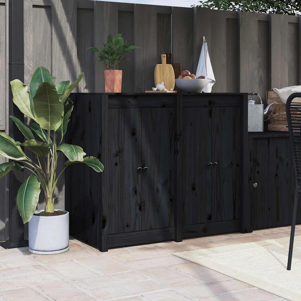 vidaXL Türen für Outdoor-Küche MEPPEL 2 Stk. Schwarz 50x9x82 cm Kiefernholz