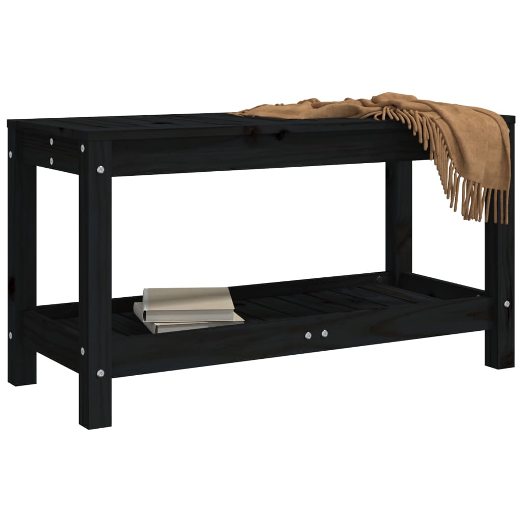 vidaXL Gartenbank Schwarz 82,5x35x45 cm Massivholz Kiefer