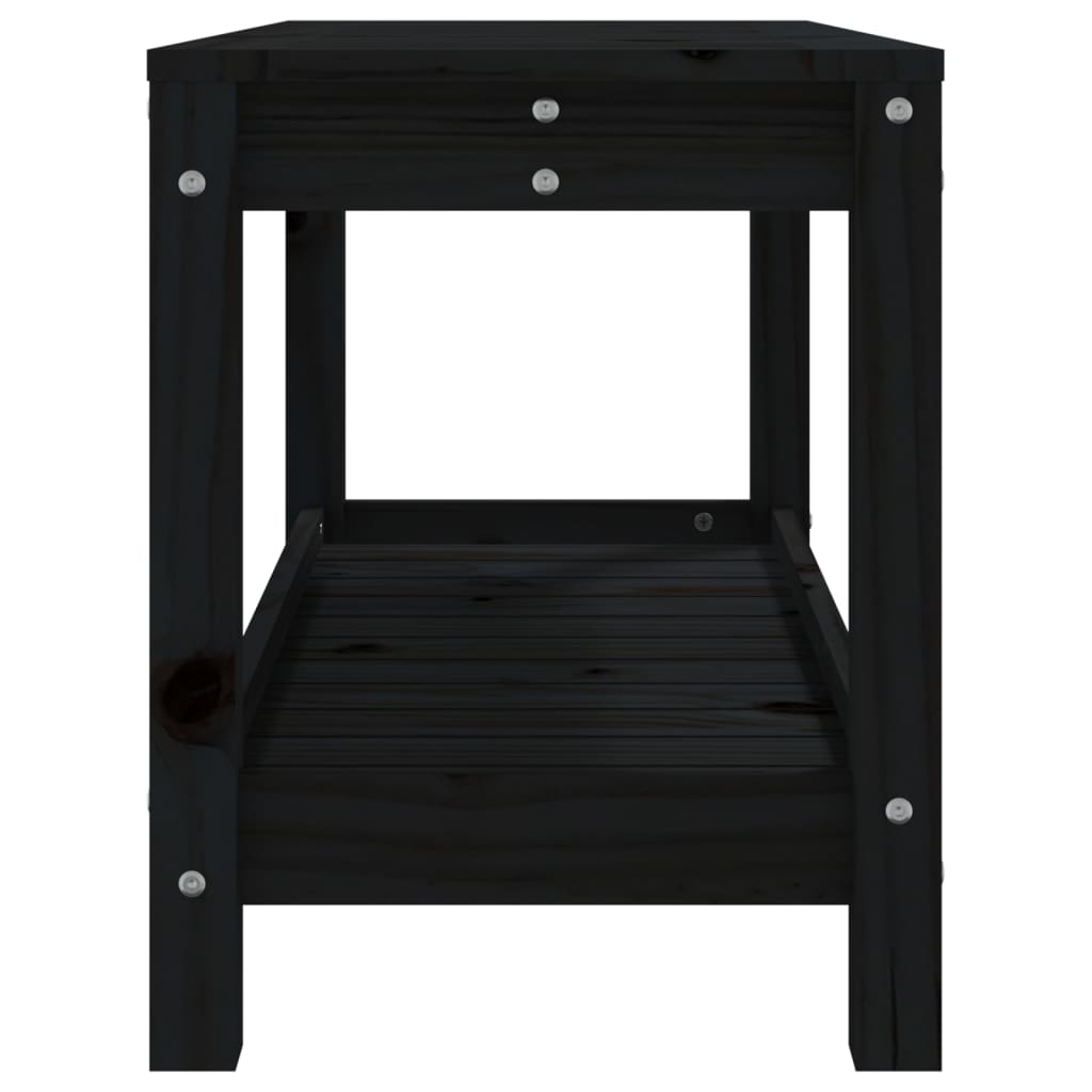 vidaXL Gartenbank Schwarz 82,5x35x45 cm Massivholz Kiefer