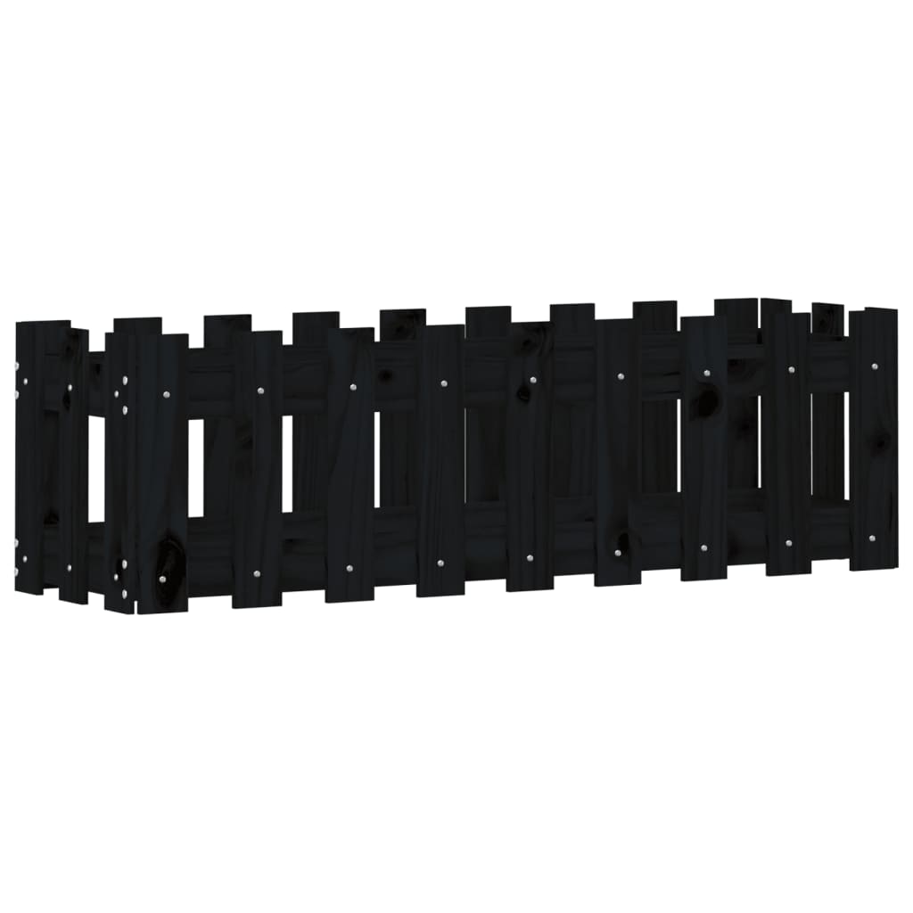 vidaXL Hochbeet Latten-Design Schwarz 100x30x30 cm Massivholz Kiefer