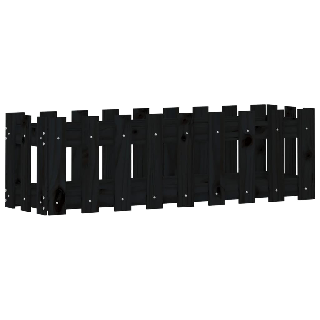 vidaXL Hochbeet Latten-Design Schwarz 100x30x30 cm Massivholz Kiefer