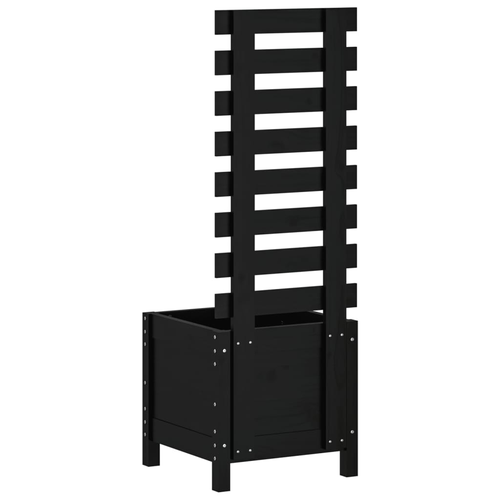 vidaXL Pflanzkübel Rankhilfe Schwarz 39x39,5x114 cm Massivholz Kiefer