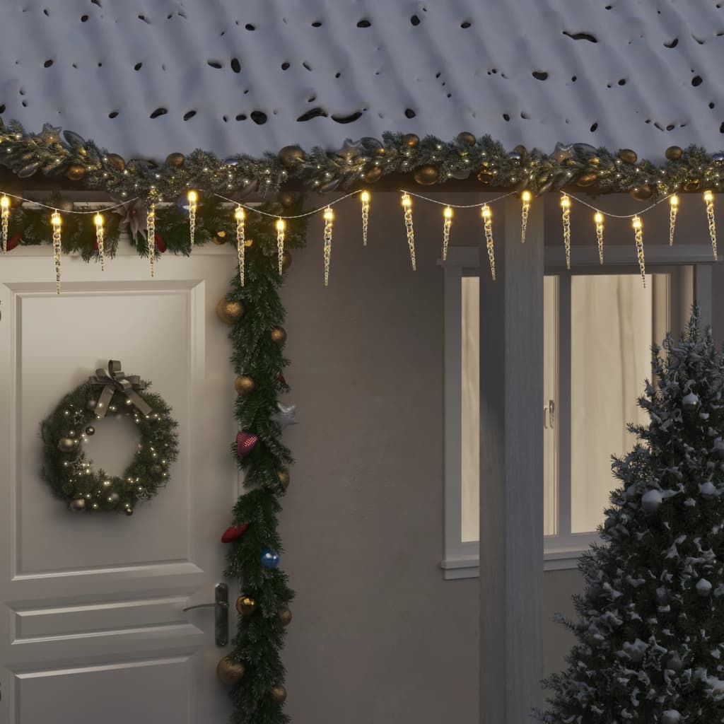 vidaXL Weihnachts-Eiszapfen-Licht 100 LEDs Warmweiß 10 m Acryl PVC