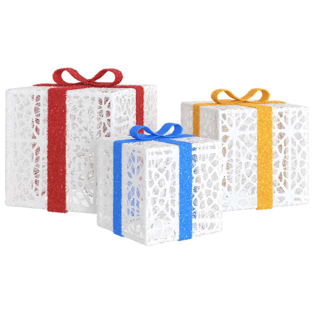 vidaXL Beleuchtete Geschenkboxen 3 Stk. 64 LEDs Warmweiß