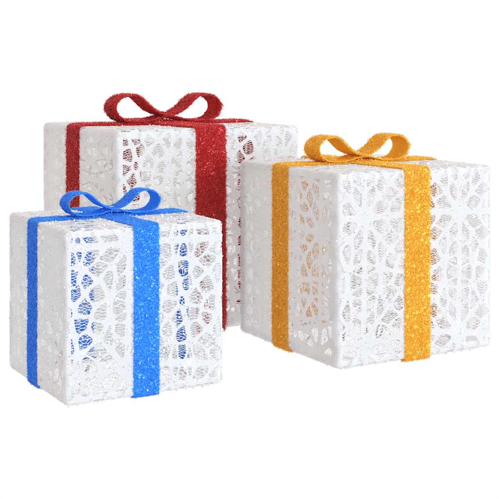 vidaXL Beleuchtete Geschenkboxen 3 Stk. 64 LEDs Warmweiß