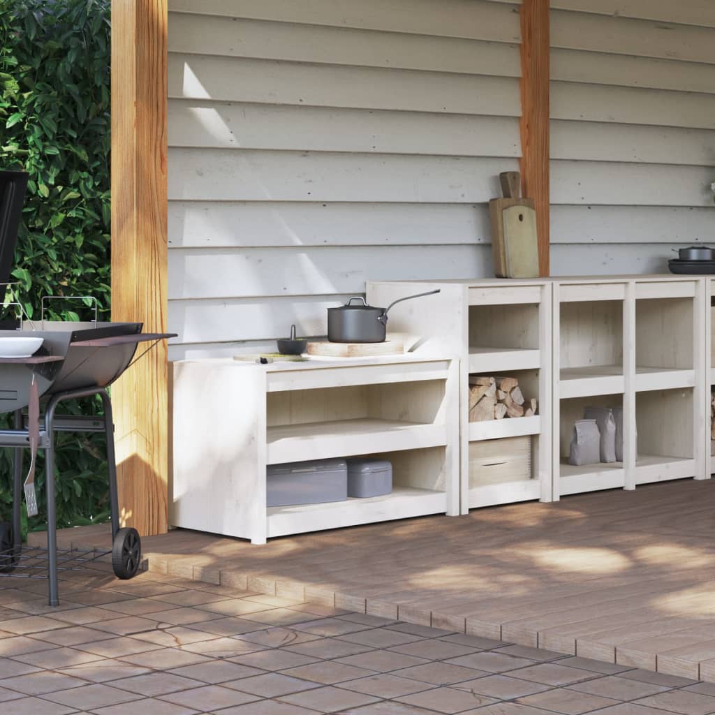 vidaXL Outdoor-Küchenschränke MEPPEL 2 Stk. Weiß Massivholz Kiefer