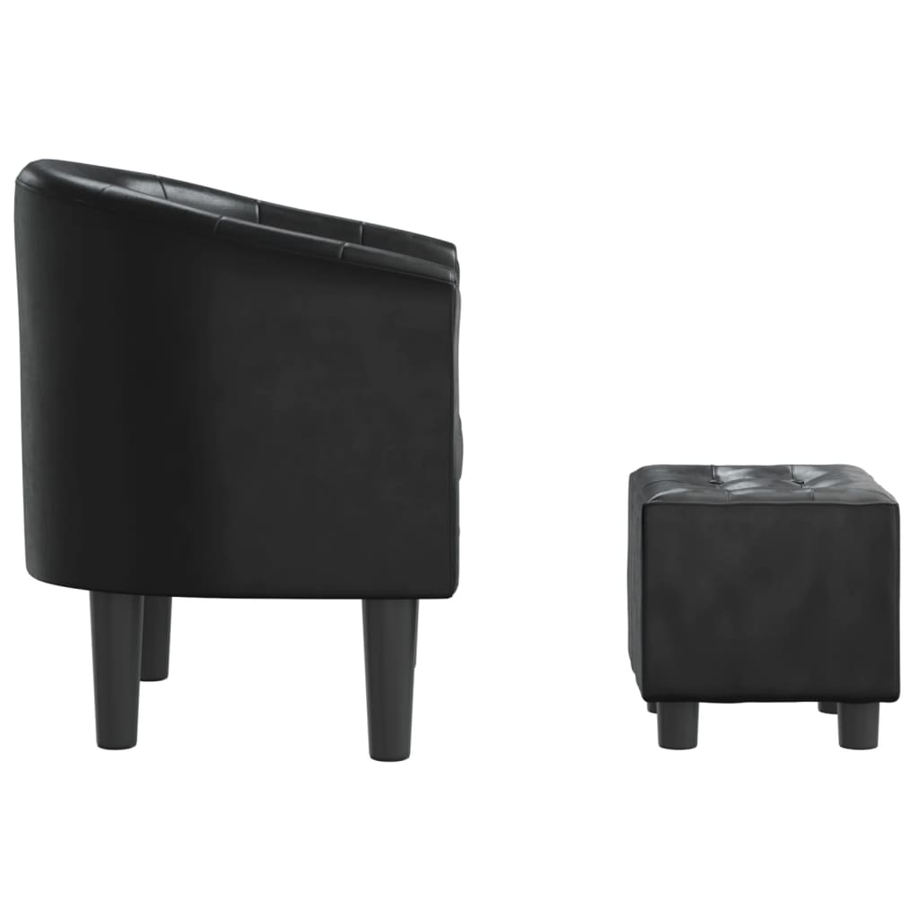 vidaXL Clubsessel mit Fußhocker Schwarz Kunstleder
