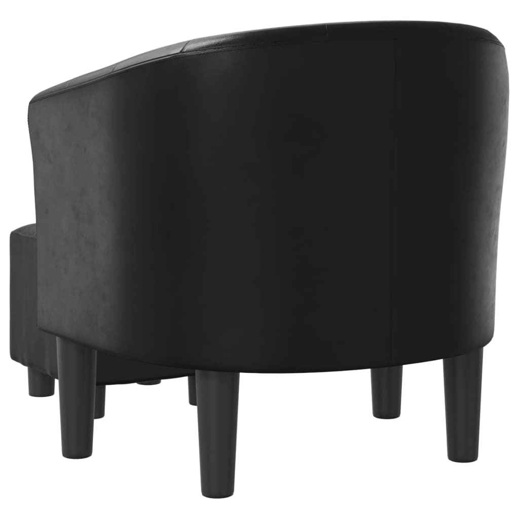 vidaXL Clubsessel mit Fußhocker Schwarz Kunstleder