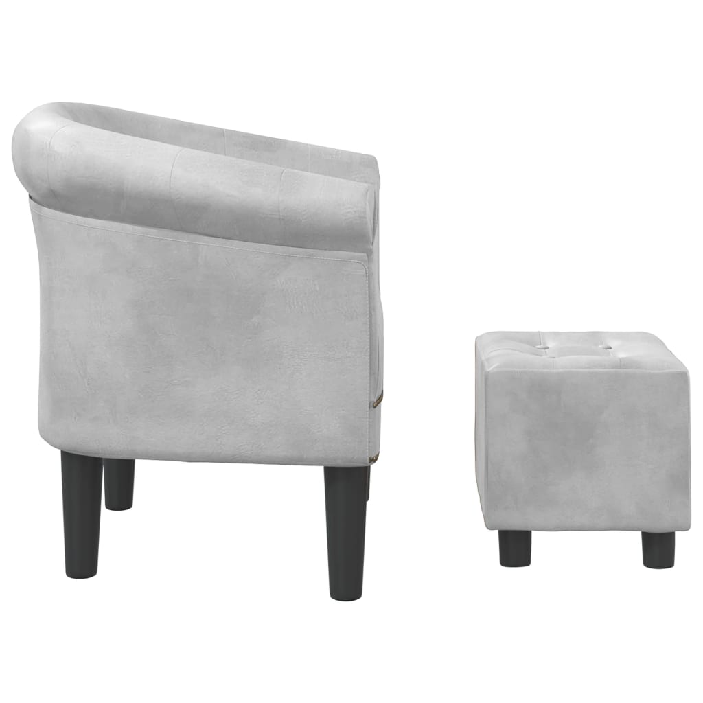 vidaXL Clubsessel mit Fußhocker Silbern Kunstleder