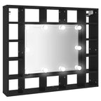 vidaXL LED-Spiegelschrank Schwarz 91x15x76,5 cm