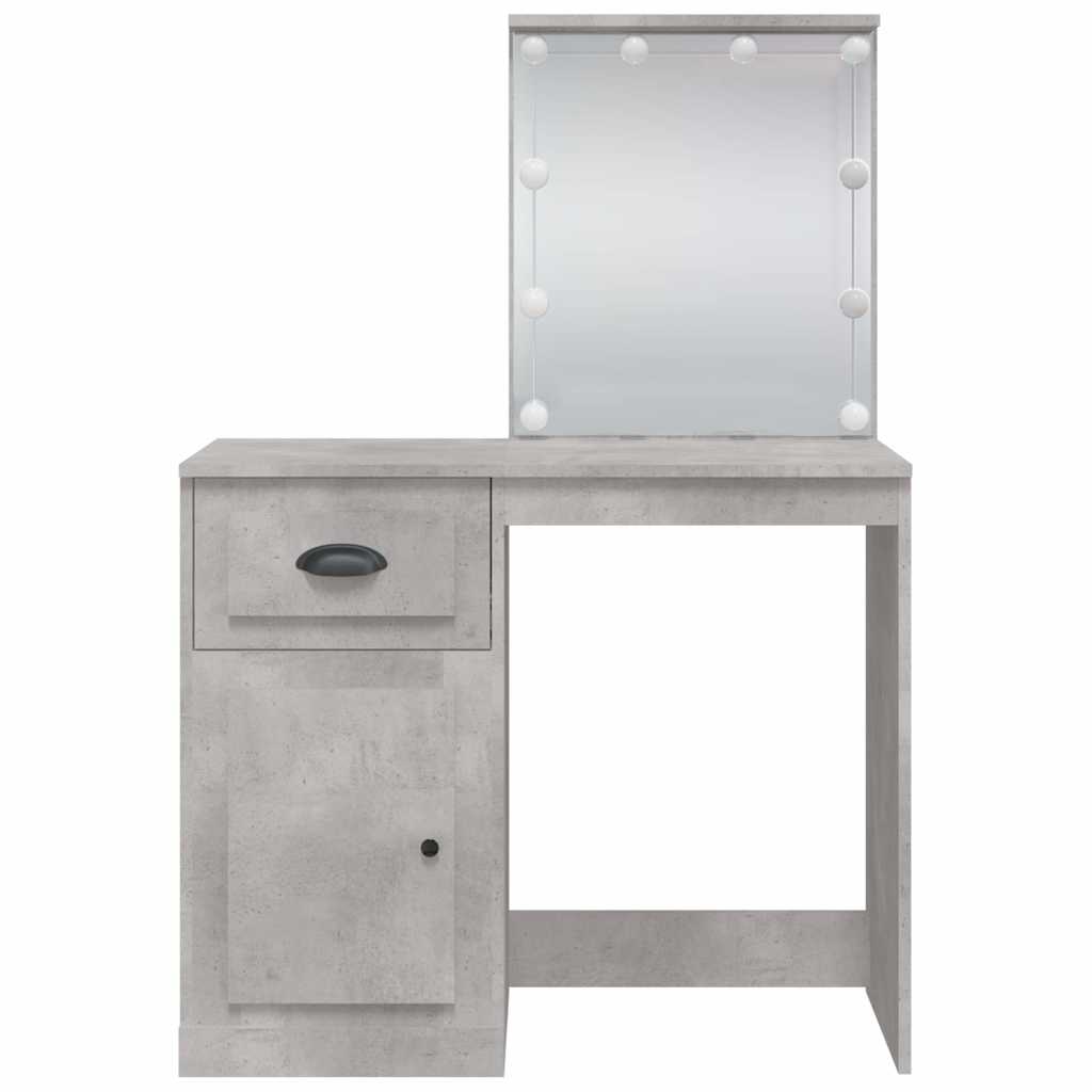 vidaXL Schminktisch mit LED-Leuchten Betongrau 90x42x132,5 cm