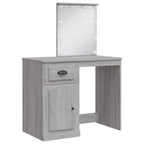 vidaXL Schminktisch mit LED-Leuchten Grau Sonoma 90x42x132,5 cm