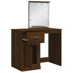 vidaXL Schminktisch mit LED-Leuchten Braun Eichen-Optik 90x42x132,5 cm