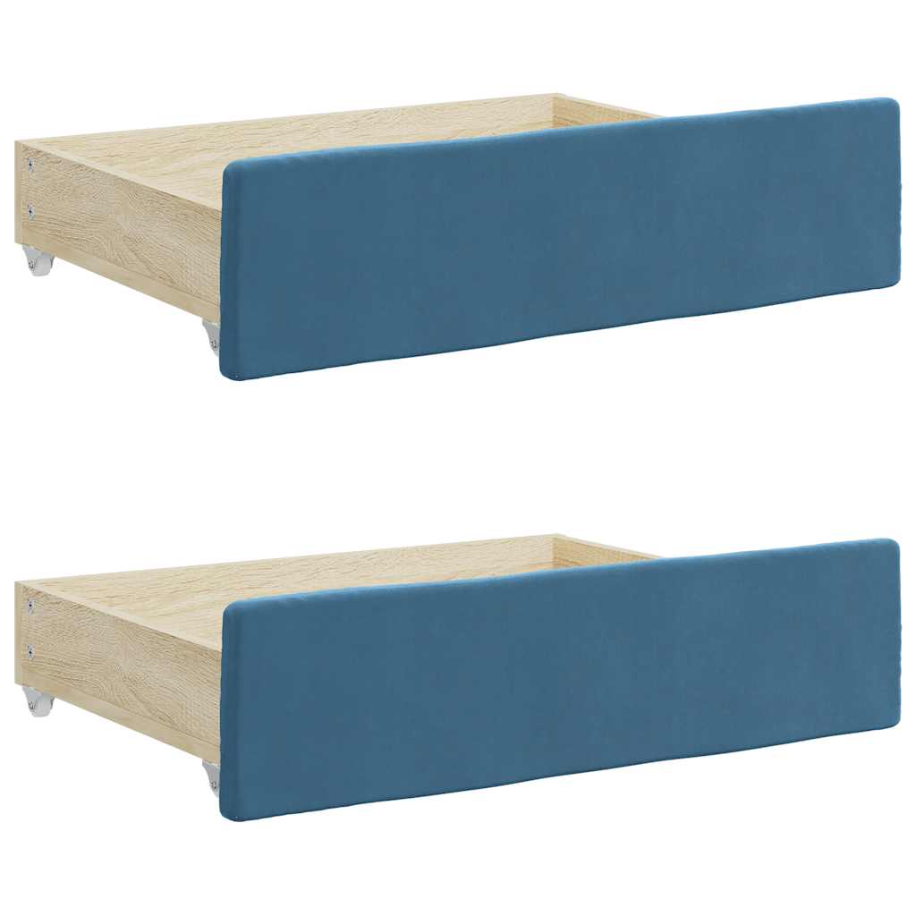 vidaXL Bettschubladen 2 Stk. Blau Holzwerkstoff und Samt