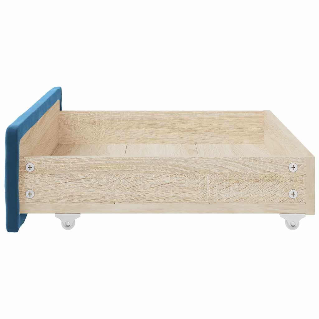 vidaXL Bettschubladen 2 Stk. Blau Holzwerkstoff und Samt