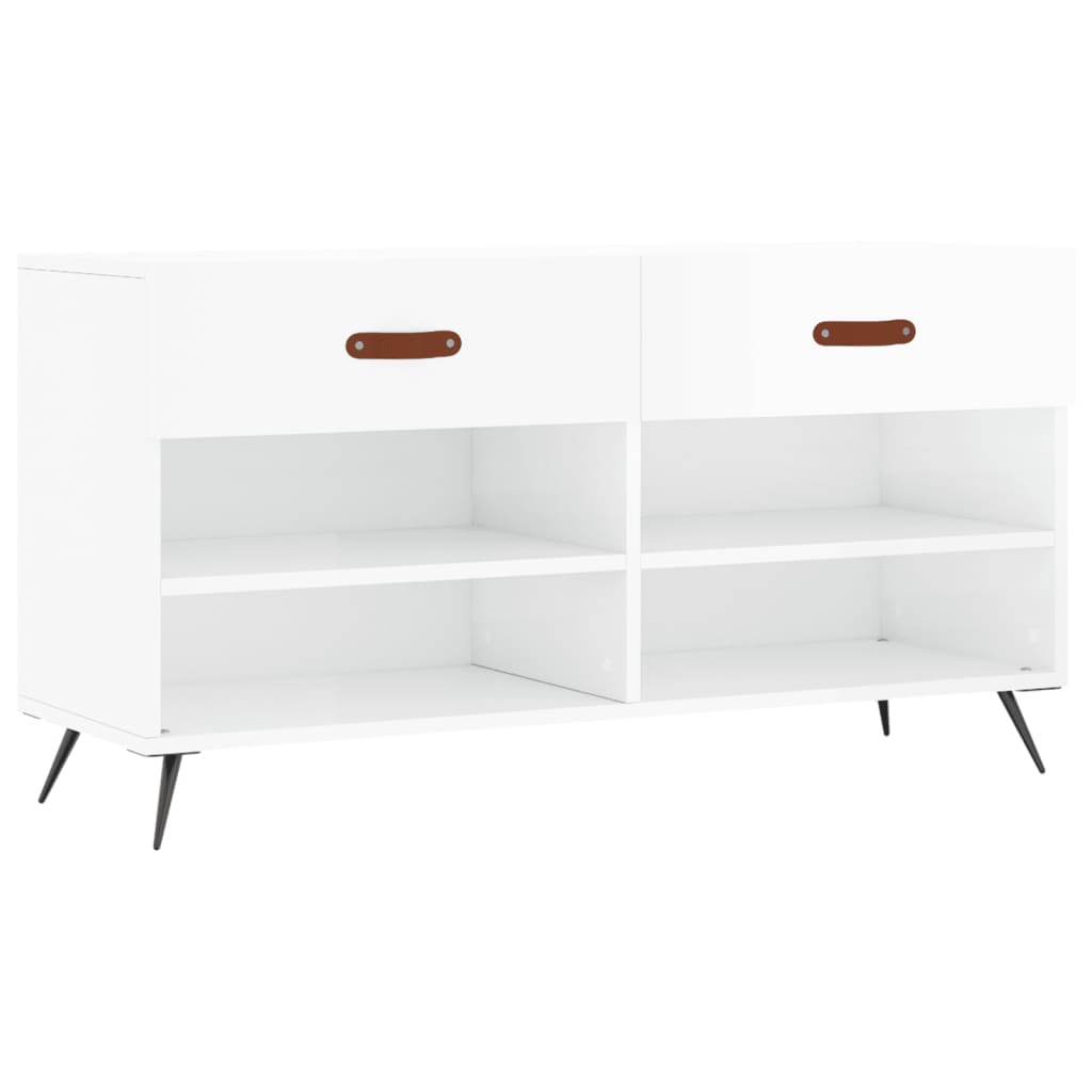 vidaXL Schuhbank Hochglanz-Weiß 102x35x55 cm Holzwerkstoff