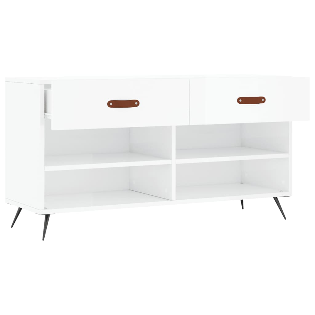 vidaXL Schuhbank Hochglanz-Weiß 102x35x55 cm Holzwerkstoff