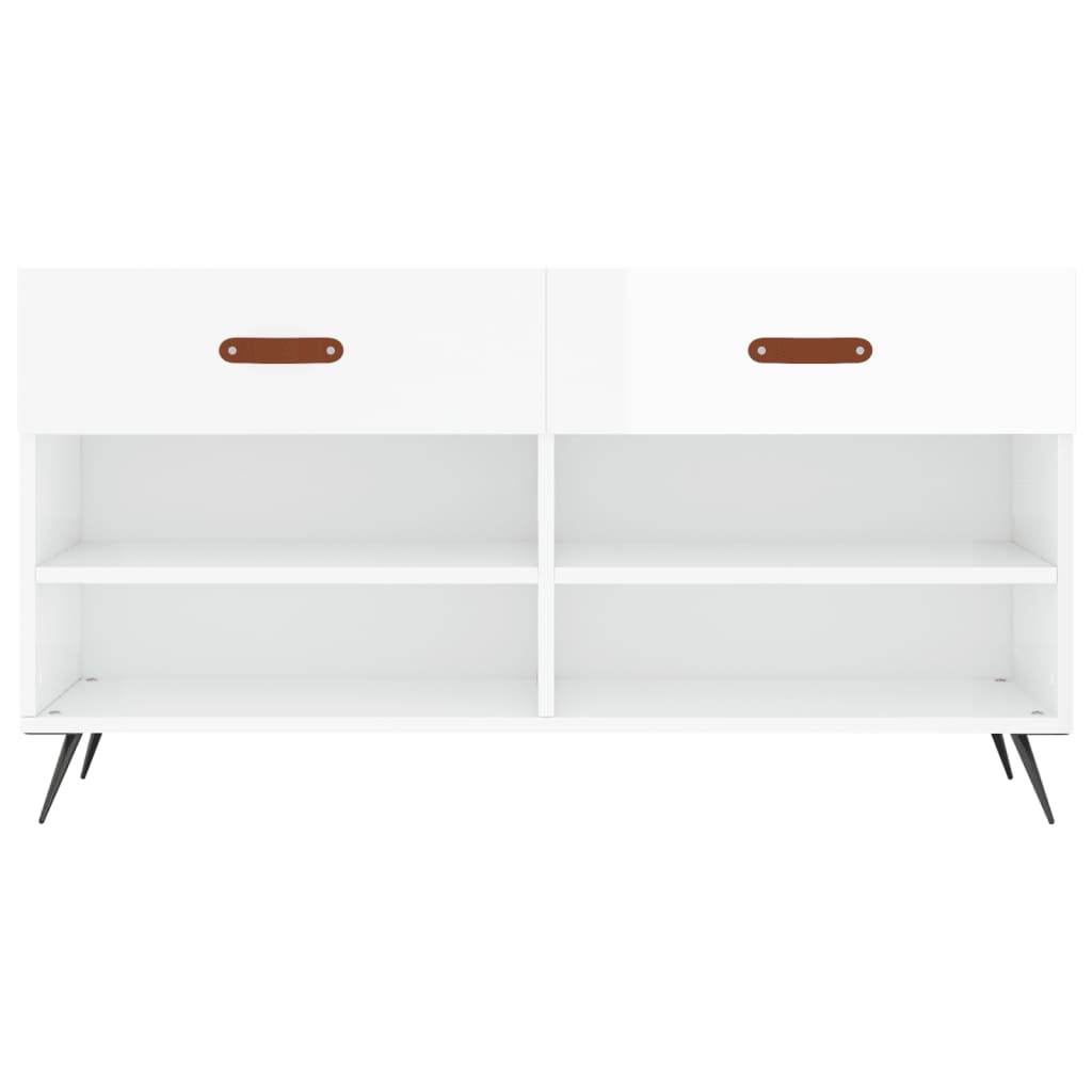 vidaXL Schuhbank Hochglanz-Weiß 102x35x55 cm Holzwerkstoff