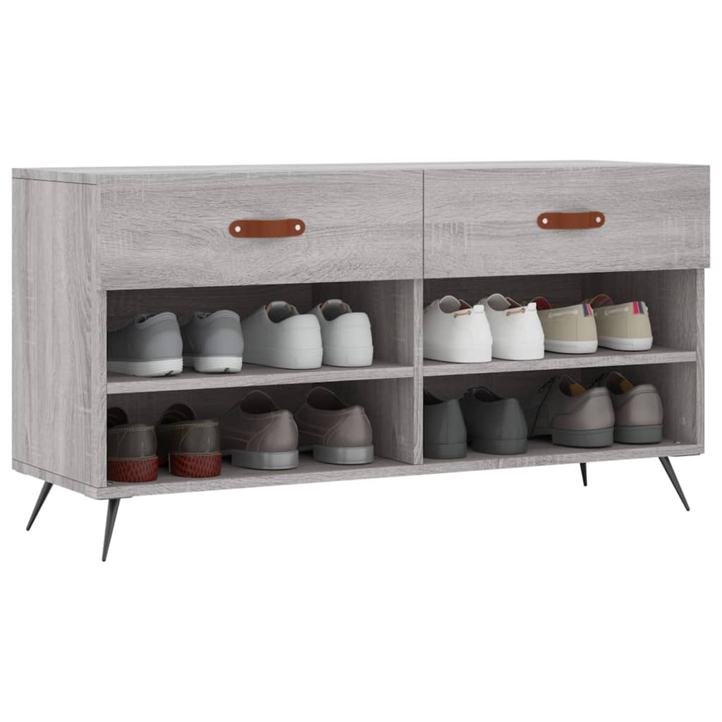 vidaXL Schuhbank Grau Sonoma 102x35x55 cm Holzwerkstoff