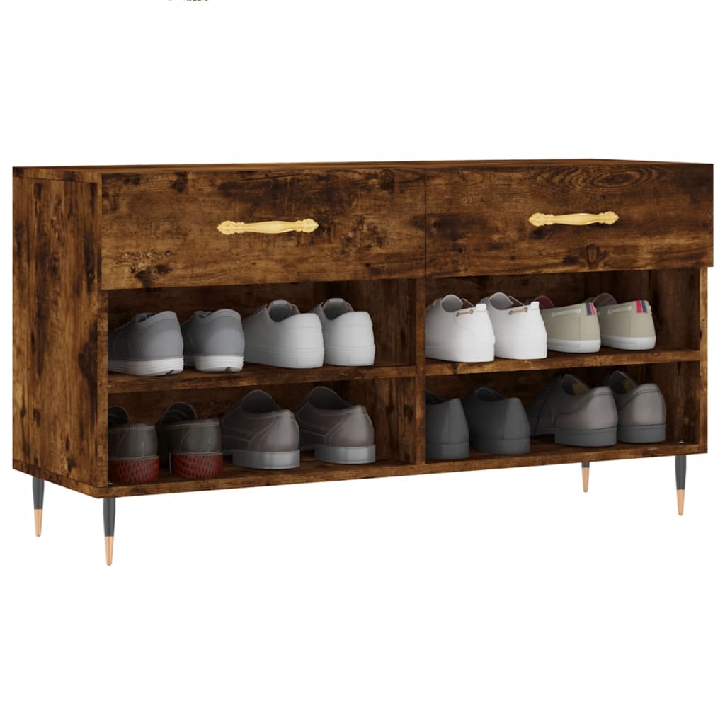 vidaXL Schuhbank Räuchereiche 102x35x55 cm Holzwerkstoff