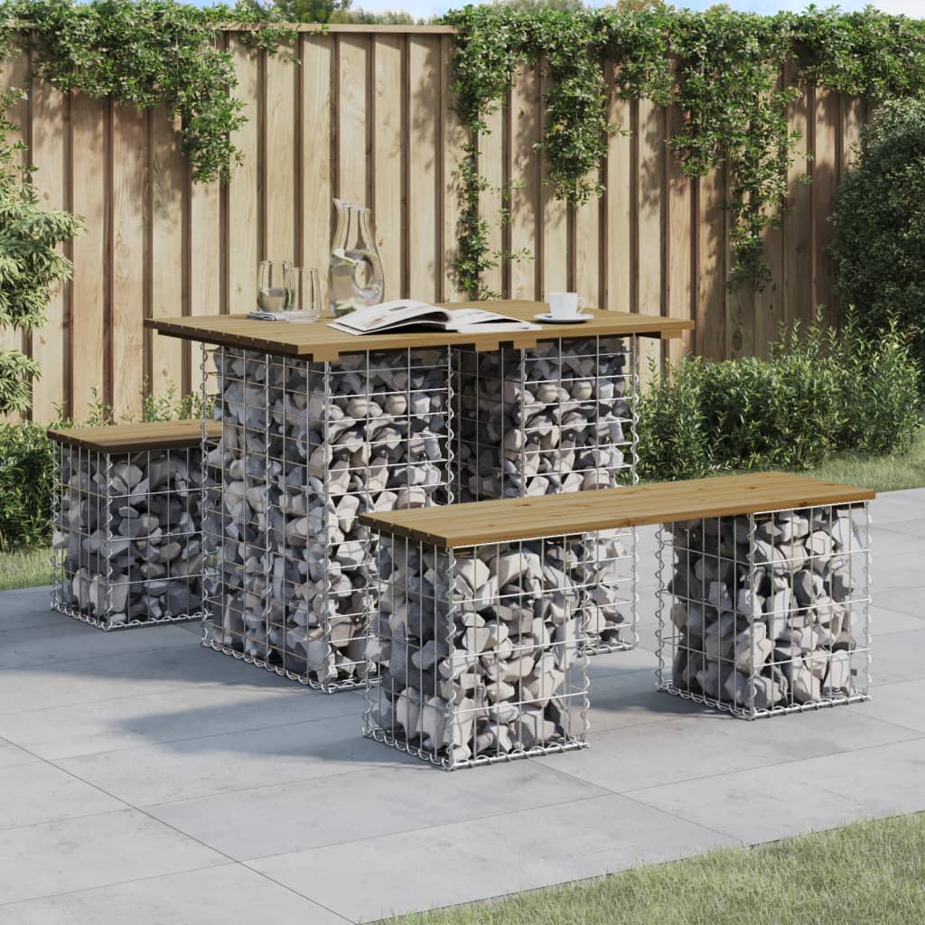 vidaXL Gartentisch aus Gabionen 100x70x72 cm Kiefernholz Imprägniert