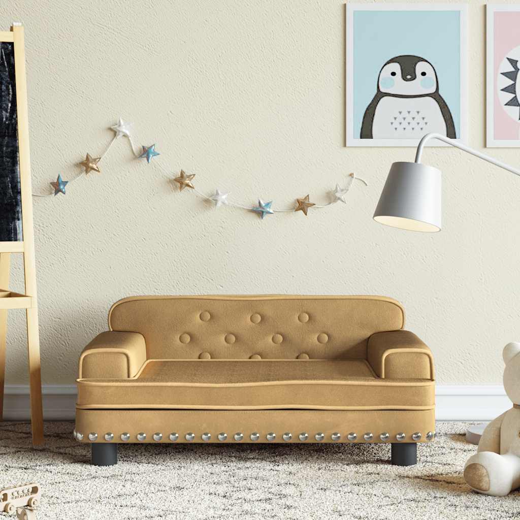 vidaXL Kindersofa Hellgrau 90x53x30 cm Samt