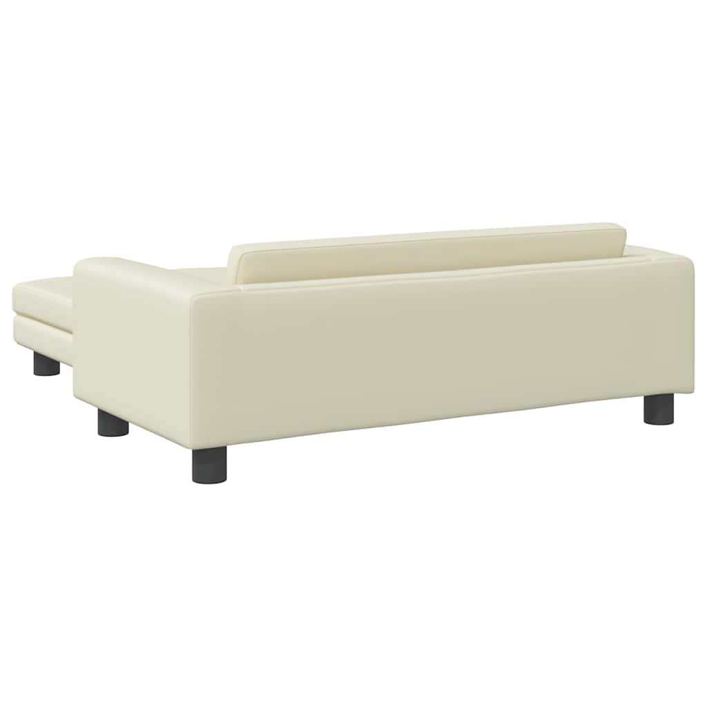 vidaXL Kindersofa mit Hocker Creme 100x50x30 cm Kunstleder