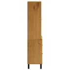 vidaXL Highboard mit Glastüren FLAM 80x40x180 cm Massivholz Kiefer