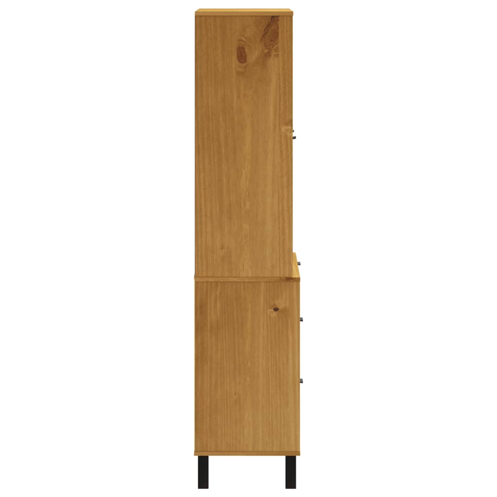 vidaXL Highboard mit Glastüren FLAM 80x40x180 cm Massivholz Kiefer
